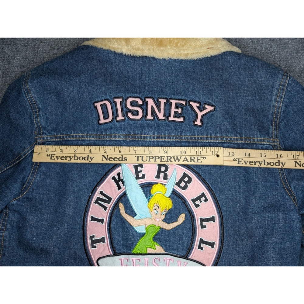 Disney Tinkerbell Denim Jacket Womens Medium Feisty Fairy Heavy Sherpa Lined - Picture 10 of 13